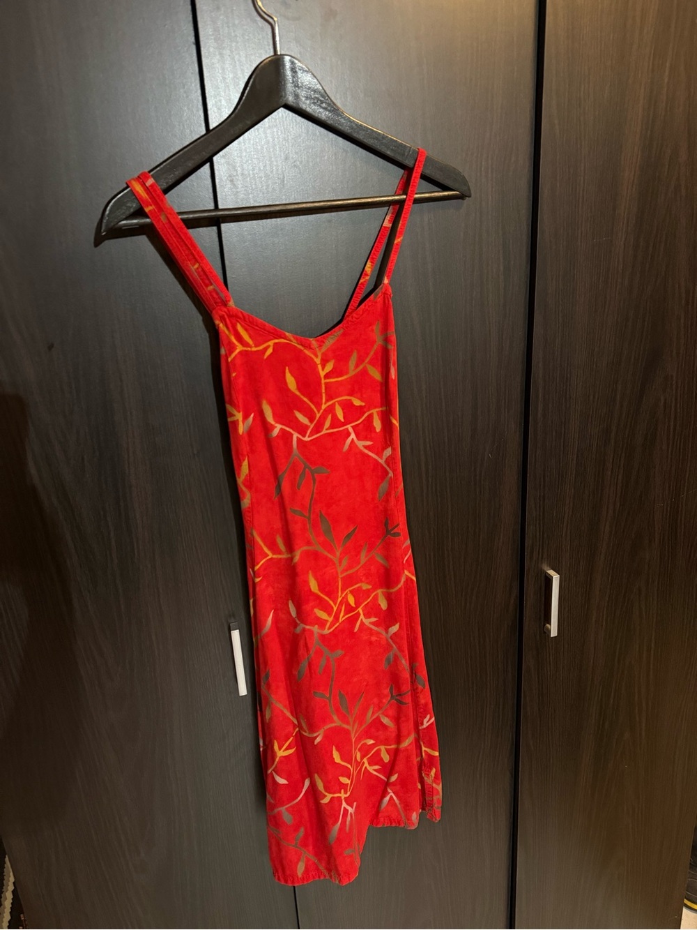 Red Floral Slip Dress - wmns med